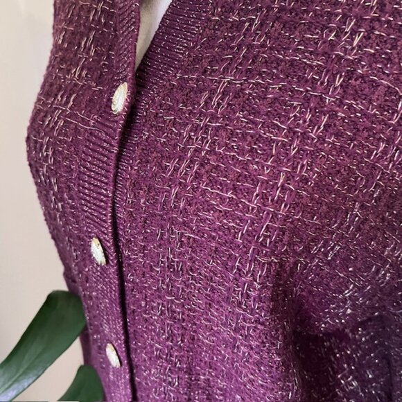 French Connection Tweed Cardigan with Gold Buttons - Picture 3 of 3